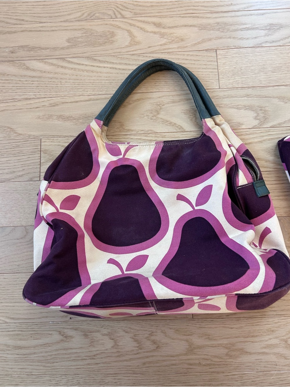 Orla Kiely Purple and Cream Pear-Print Canvas Tote Bag